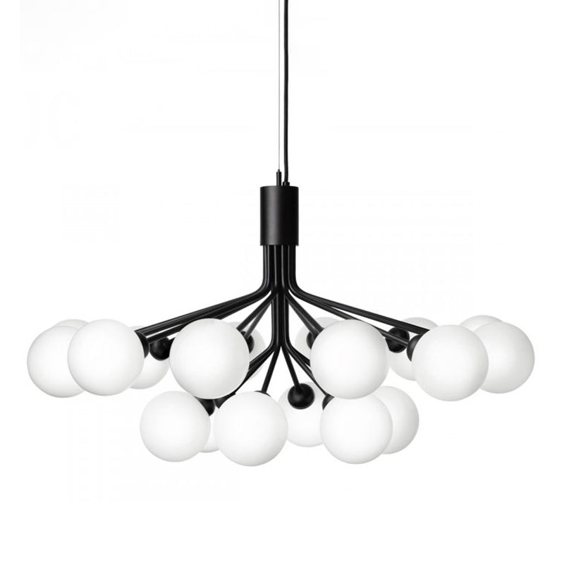 Modern Style Chandelier Light Fixture Globe Shape White Glass Pendant Light