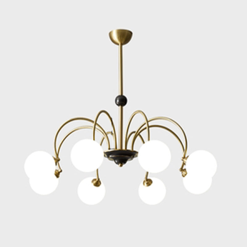 Modern Style Gold Chandelier Light Fixture Globe Shape Glass Hanging Light