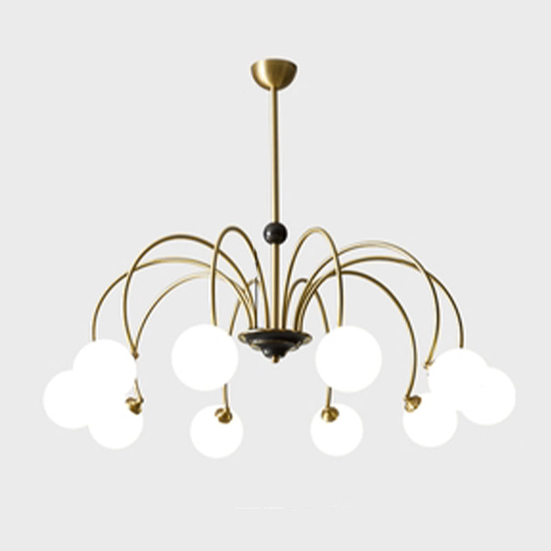 Modern Style Gold Chandelier Light Fixture Globe Shape Glass Hanging Light