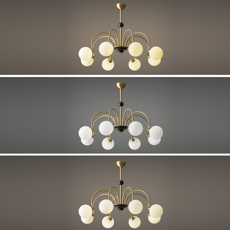 Modern Style Gold Chandelier Light Fixture Globe Shape Glass Hanging Light