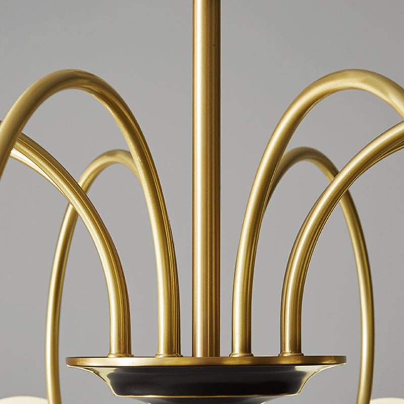 Modern Style Gold Chandelier Light Fixture Globe Shape Glass Hanging Light