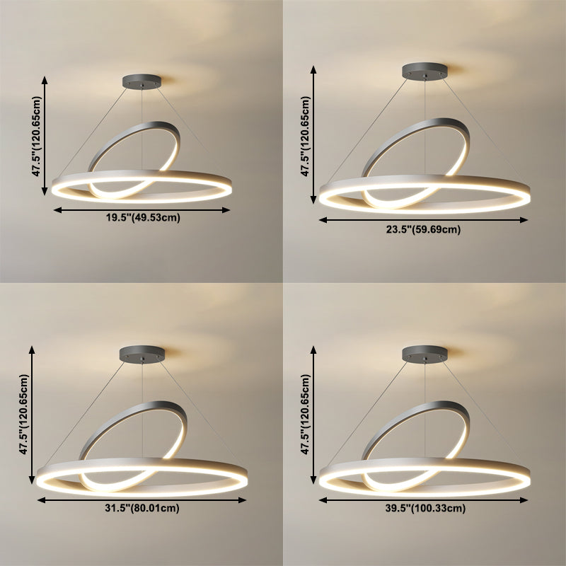 Circular LED Chandelier Metal Simple Style Pendant Light Fixture in Black