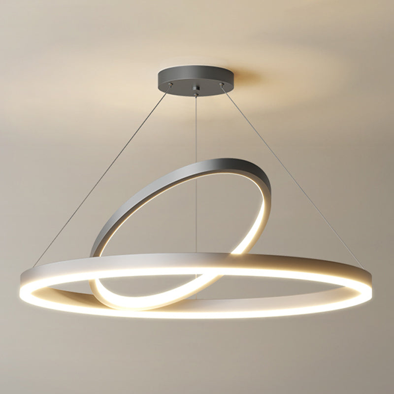 Circular LED Chandelier Metal Simple Style Pendant Light Fixture in Black