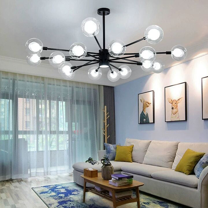 Contemporary Multi Head Chandelier Light Fixtures Glass Hanging Chandelier for Coffee Shop