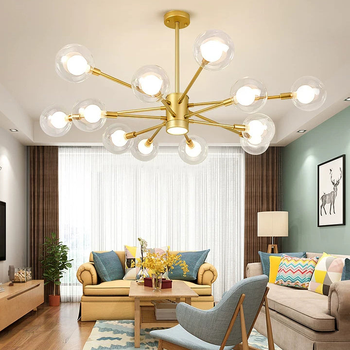 Contemporary Multi Head Chandelier Light Fixtures Glass Hanging Chandelier for Coffee Shop