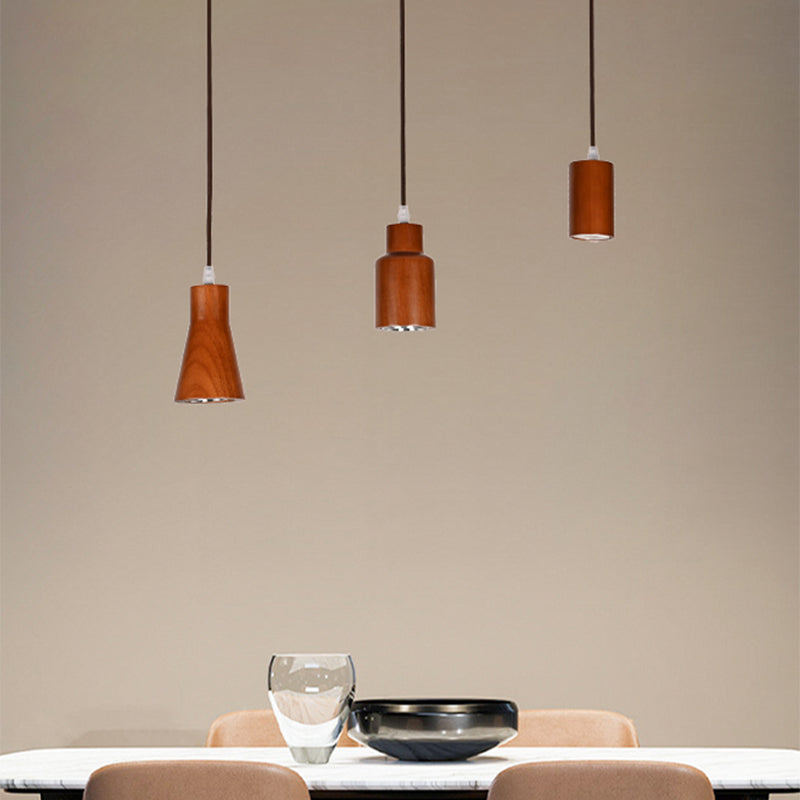 Geometric Shape Pendant Light Nordic Wood Hanging Pendant for Living Room