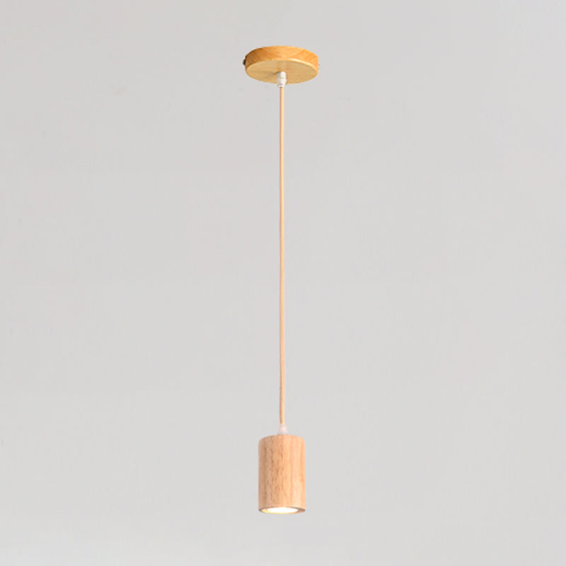 Geometric Shape Pendant Light Nordic Wood Hanging Pendant for Living Room