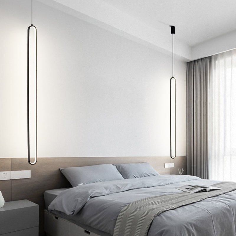 Contemporary Oval Shape Pendant Light Aluminum LED Hanging Pendant for Living Room
