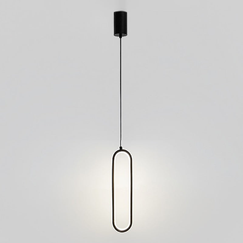 Contemporary Oval Shape Pendant Light Aluminum LED Hanging Pendant for Living Room