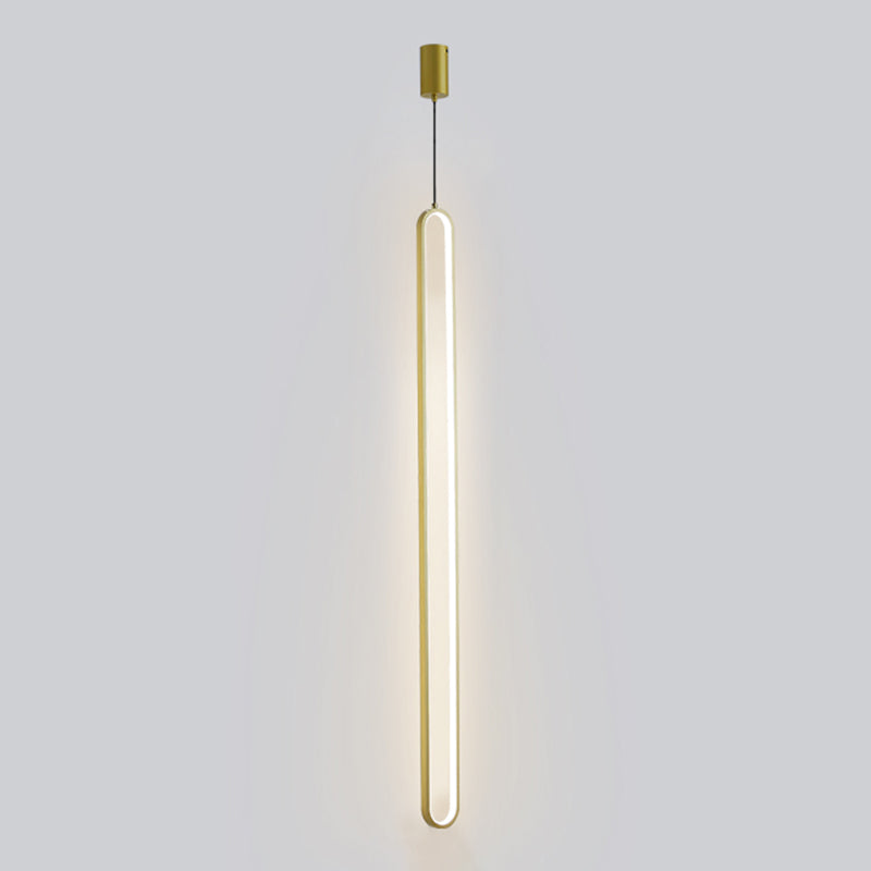 Contemporary Oval Shape Pendant Light Aluminum LED Hanging Pendant for Living Room