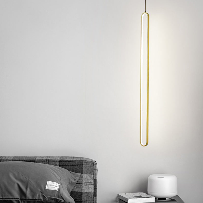 Contemporary Oval Shape Pendant Light Aluminum LED Hanging Pendant for Living Room