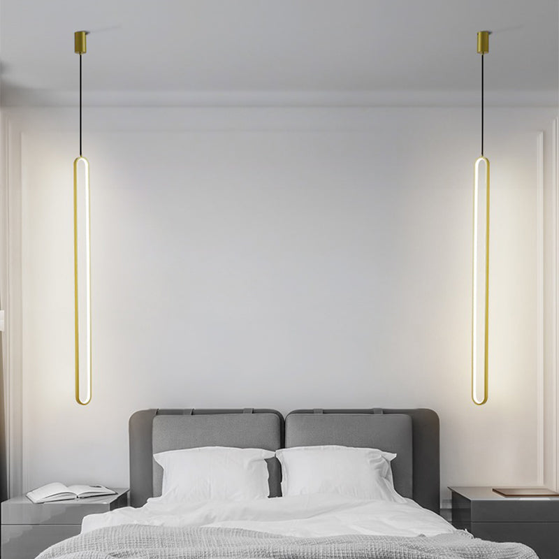 Contemporary Oval Shape Pendant Light Aluminum LED Hanging Pendant for Living Room