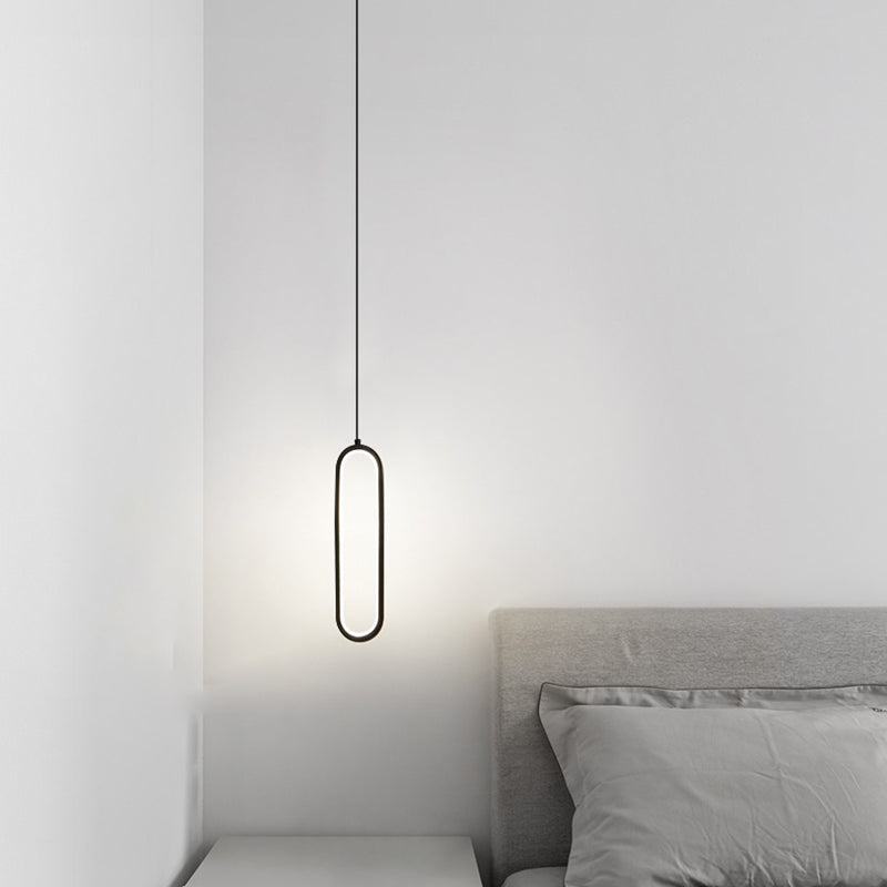 Contemporary Oval Shape Pendant Light Aluminum LED Hanging Pendant for Living Room