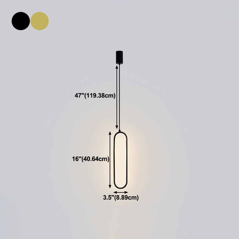 Contemporary Oval Shape Pendant Light Aluminum LED Hanging Pendant for Living Room