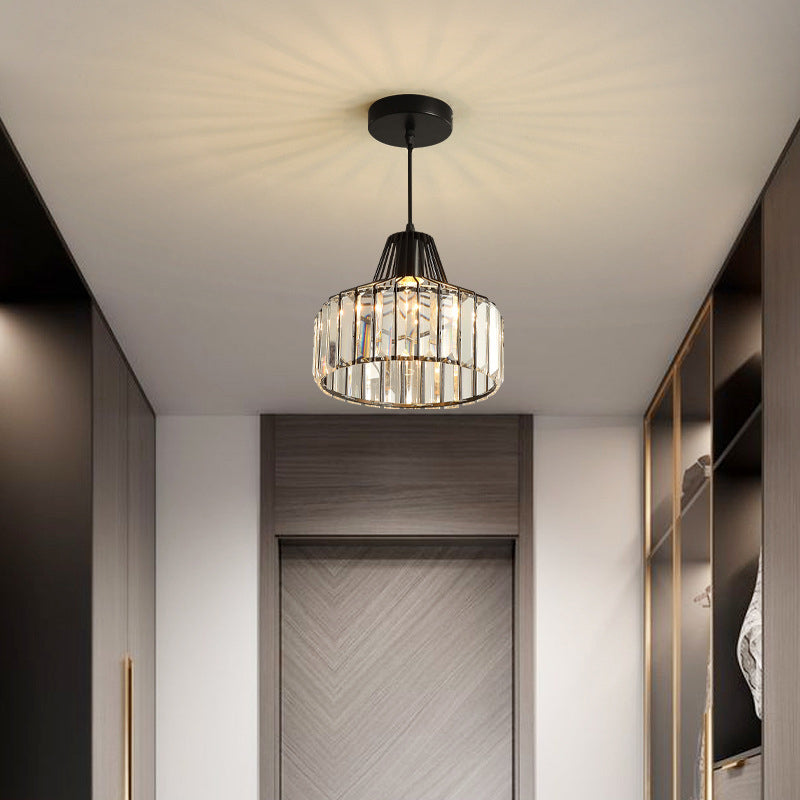 Moderne Stilzylindrische Form hängende hängende helle Kristall 1 hängende Lampe für Schlafzimmer