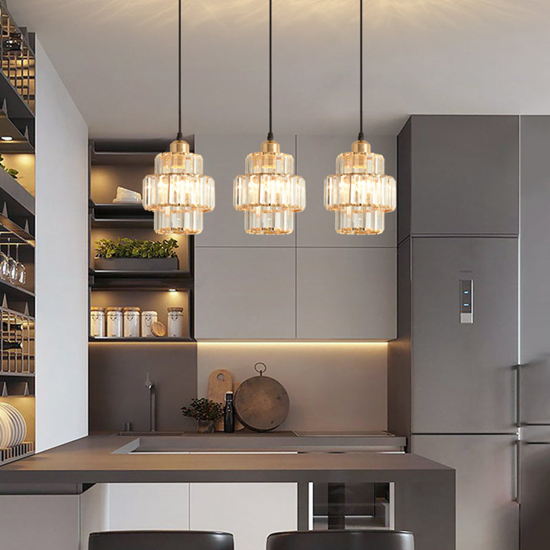 Moderne Stilzylindrische Form hängende hängende helle Kristall 1 hängende Lampe für Schlafzimmer