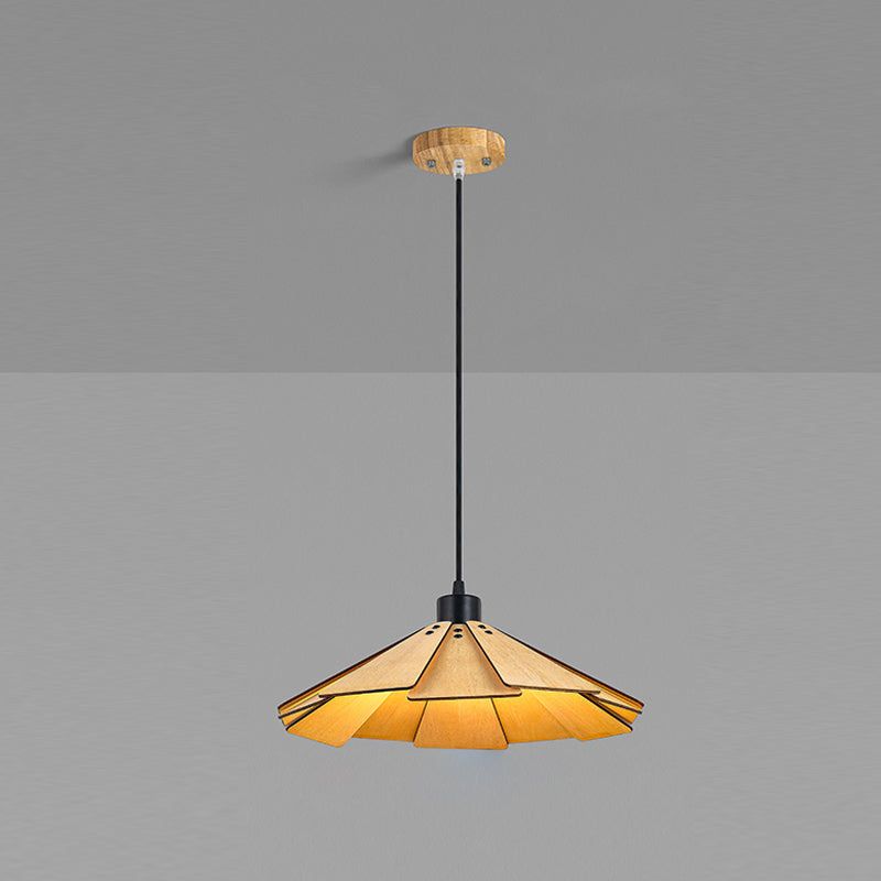 Modern Style Cone Shape Hanging Light Wood 1 Light Hanging Lamp for Living Room