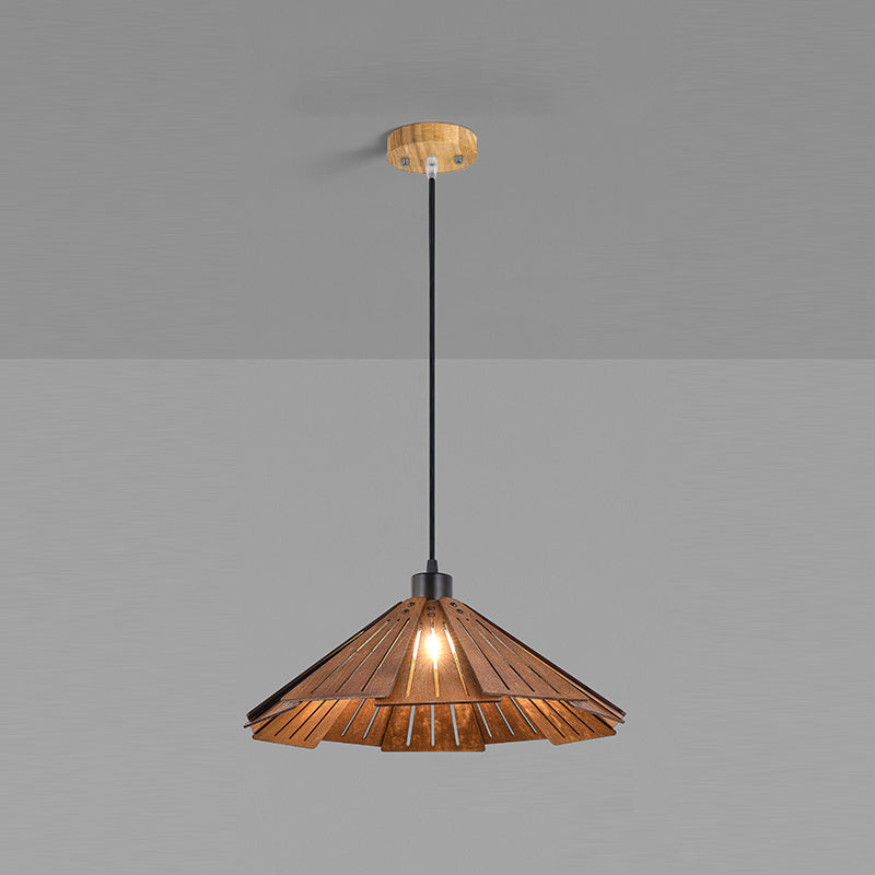 Modern Style Cone Shape Hanging Light Wood 1 Light Hanging Lamp for Living Room