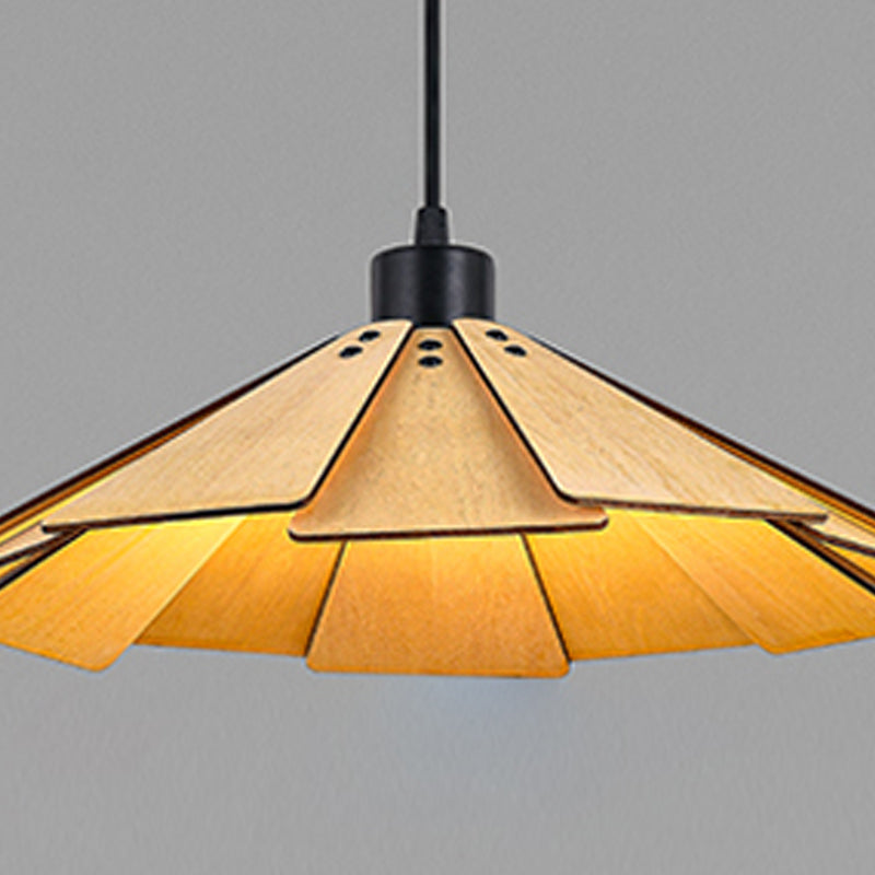 Modern Style Cone Shape Hanging Light Wood 1 Light Hanging Lamp for Living Room