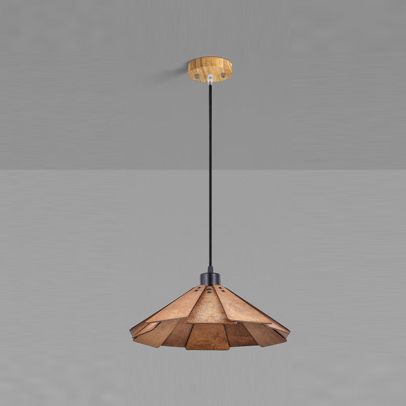 Modern Style Cone Shape Hanging Light Wood 1 Light Hanging Lamp for Living Room