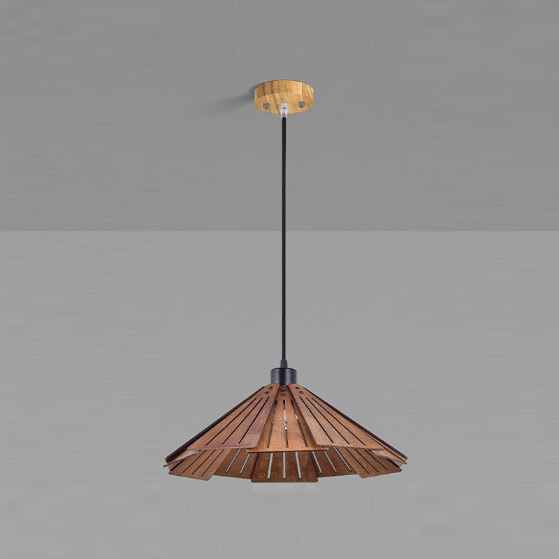 Modern Style Cone Shape Hanging Light Wood 1 Light Hanging Lamp for Living Room