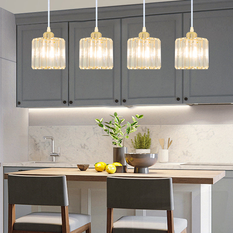 Modern Style Cylindrical Shape Hanging Light Crystal Multi Light Hanging Lamp for Bedroom