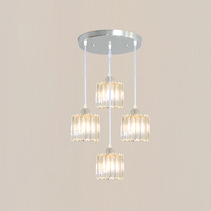 Modern Style Cylindrical Shape Hanging Light Crystal Multi Light Hanging Lamp for Bedroom