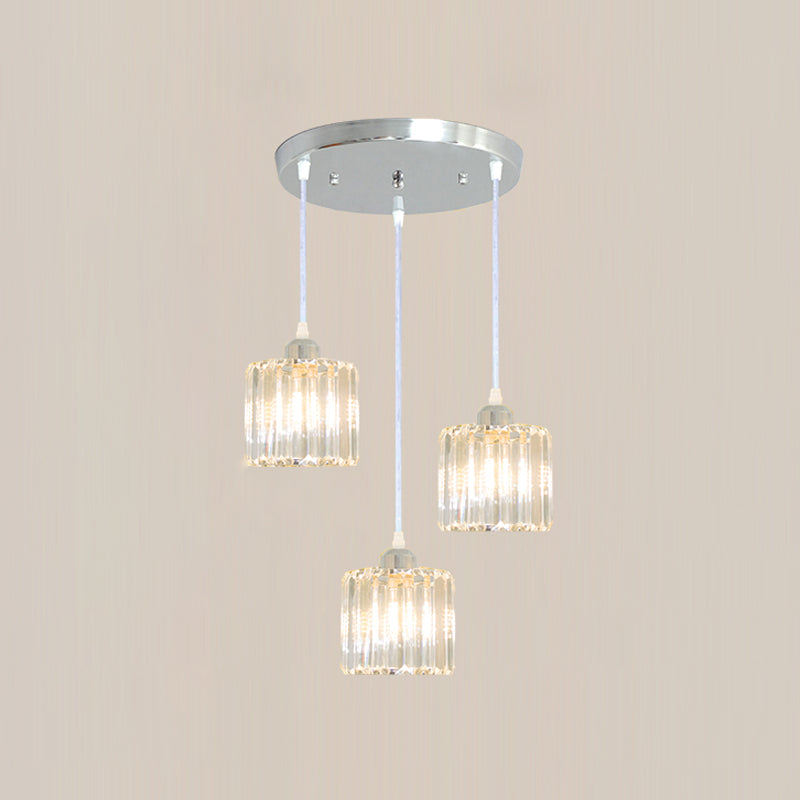 Modern Style Cylindrical Shape Hanging Light Crystal Multi Light Hanging Lamp for Bedroom