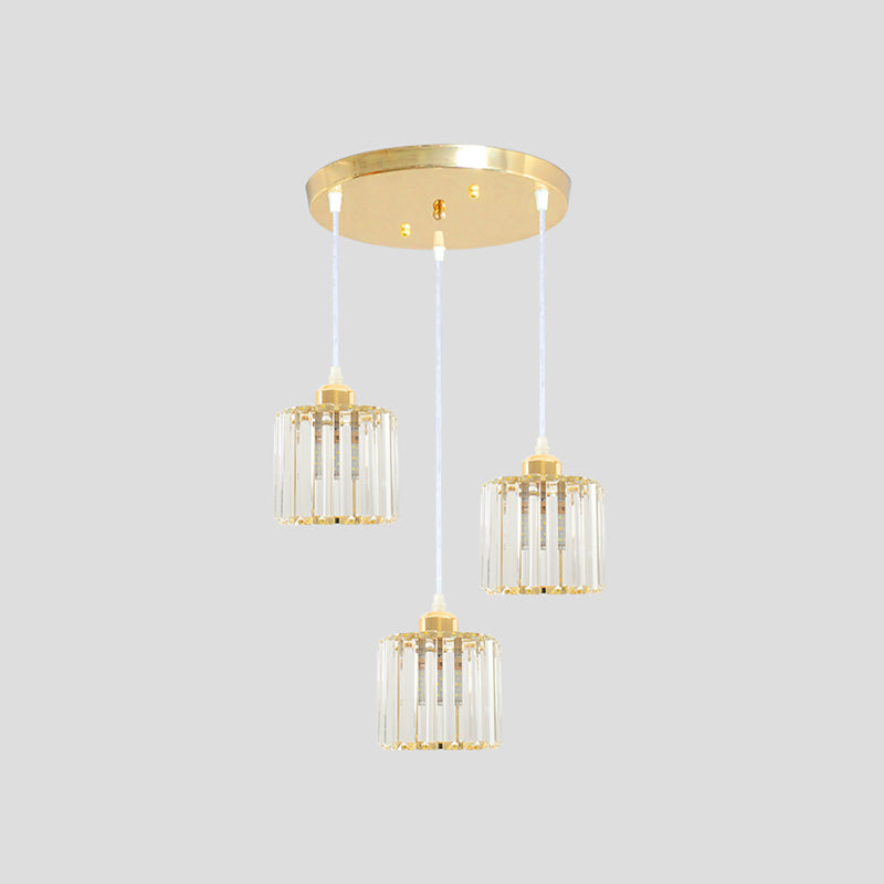 Modern Style Cylindrical Shape Hanging Light Crystal Multi Light Hanging Lamp for Bedroom