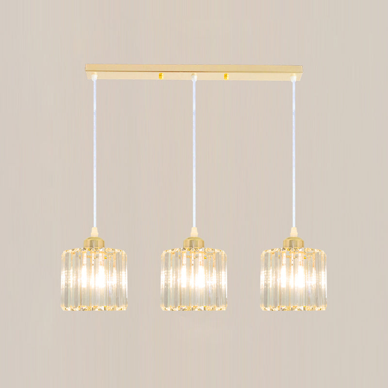Modern Style Cylindrical Shape Hanging Light Crystal Multi Light Hanging Lamp for Bedroom