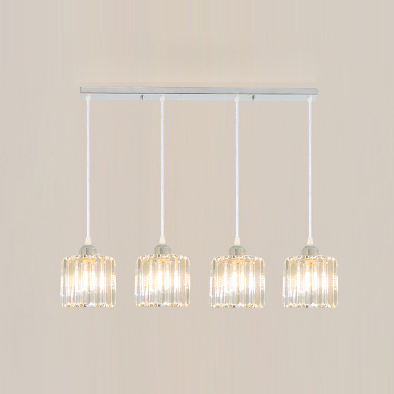 Modern Style Cylindrical Shape Hanging Light Crystal Multi Light Hanging Lamp for Bedroom