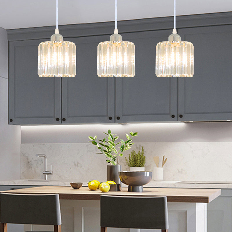 Modern Style Cylindrical Shape Hanging Light Crystal Multi Light Hanging Lamp for Bedroom