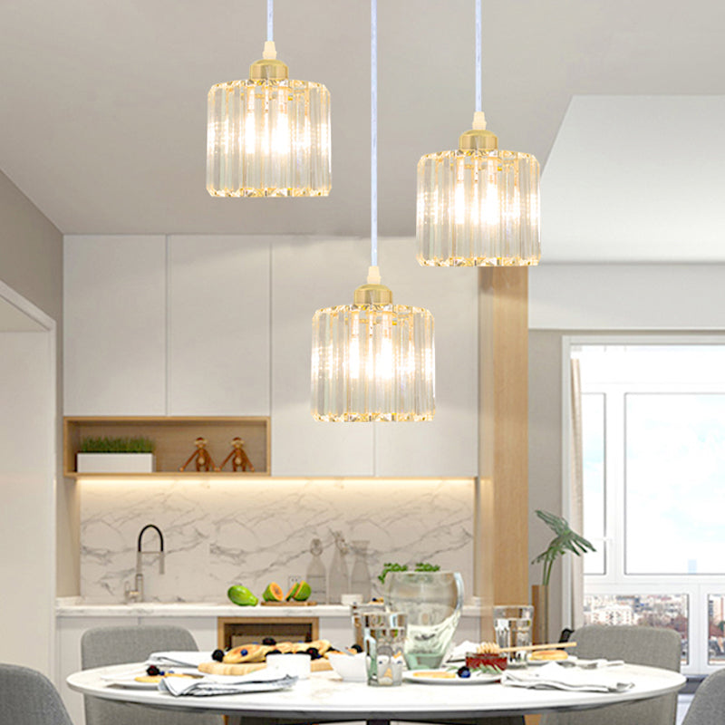 Modern Style Cylindrical Shape Hanging Light Crystal Multi Light Hanging Lamp for Bedroom