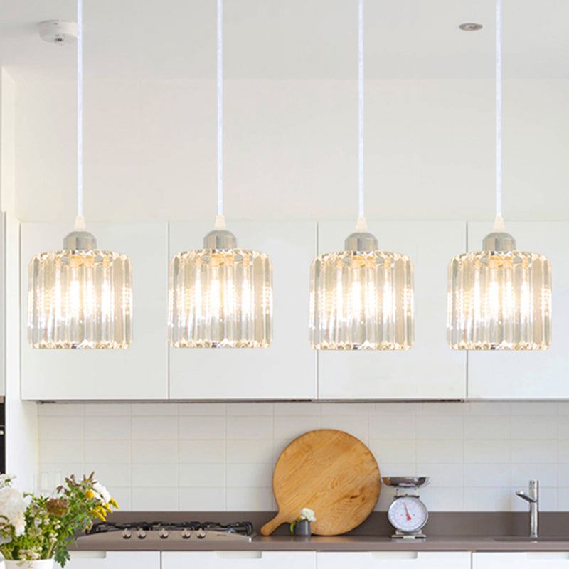 Modern Style Cylindrical Shape Hanging Light Crystal Multi Light Hanging Lamp for Bedroom