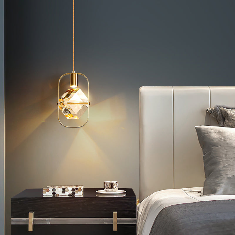 Modern Style Unique Shape Hanging Light Crystal 1 Light Hanging Lamp for Bedroom