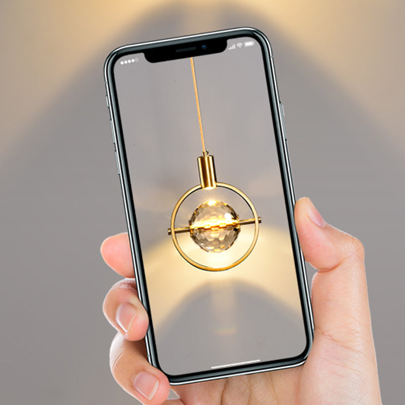 Modern Style Unique Shape Hanging Light Crystal 1 Light Hanging Lamp for Bedroom