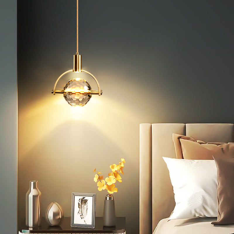 Modern Style Unique Shape Hanging Light Crystal 1 Light Hanging Lamp for Bedroom