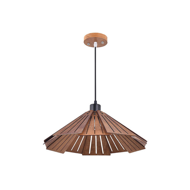 Modern Style Cone Shape Hanging Light Wood 1 Light Hanging Lamp for Bedroom