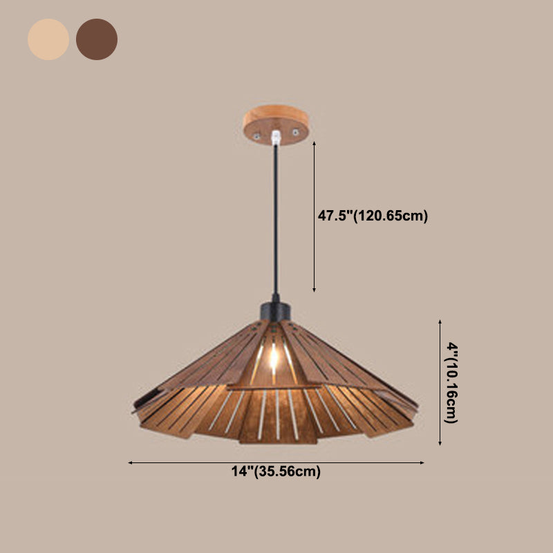 Modern Style Cone Shape Hanging Light Wood 1 Light Hanging Lamp for Bedroom