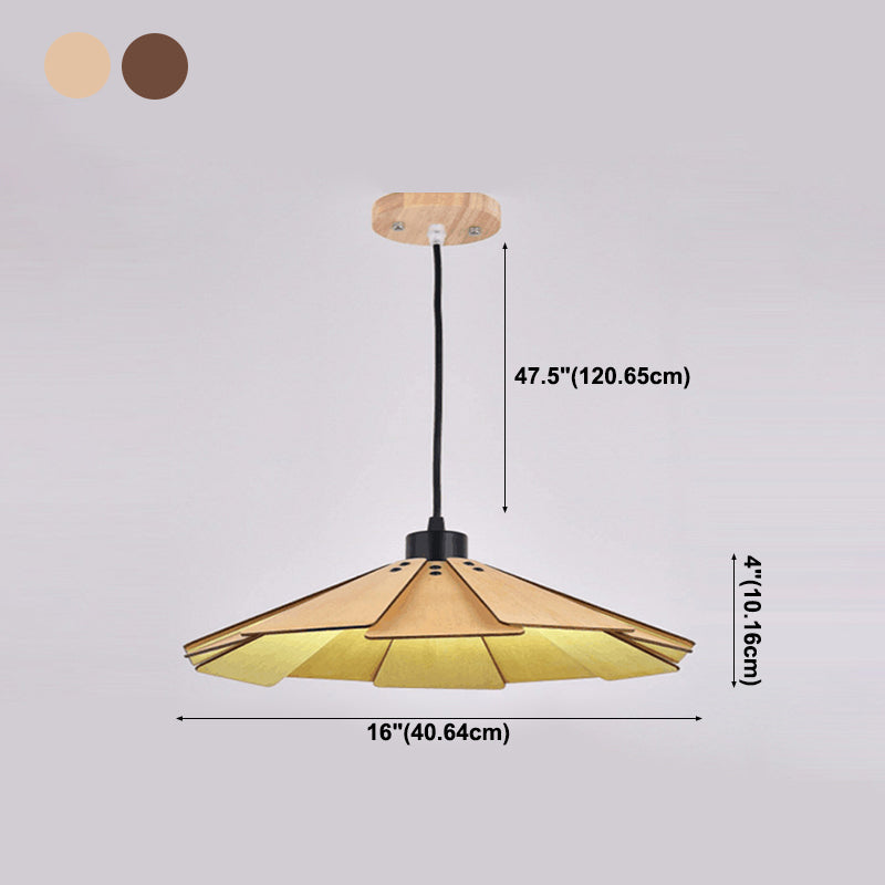 Modern Style Cone Shape Hanging Light Wood 1 Light Hanging Lamp for Bedroom