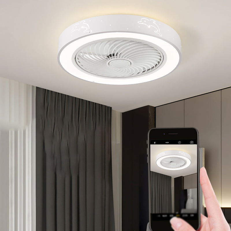 Ventola rotonda Light Light MODER MODER MODER METAL 1 Luce Luce Light in bianco