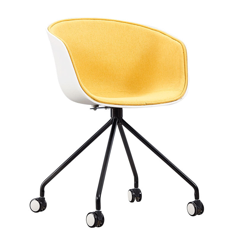 Modern Swivel Solid Back Arm Chair Plastic Matte Finish Dining Chair