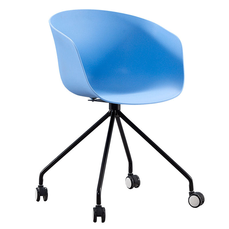 Modern Swivel Solid Back Arm Chair Plastic Matte Finish Dining Chair