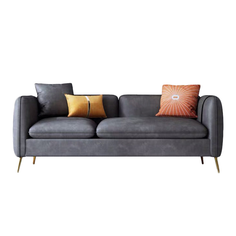 Modern Standard Faux Leather Sofa 3 Seater Square Arm Sofa for Living Room