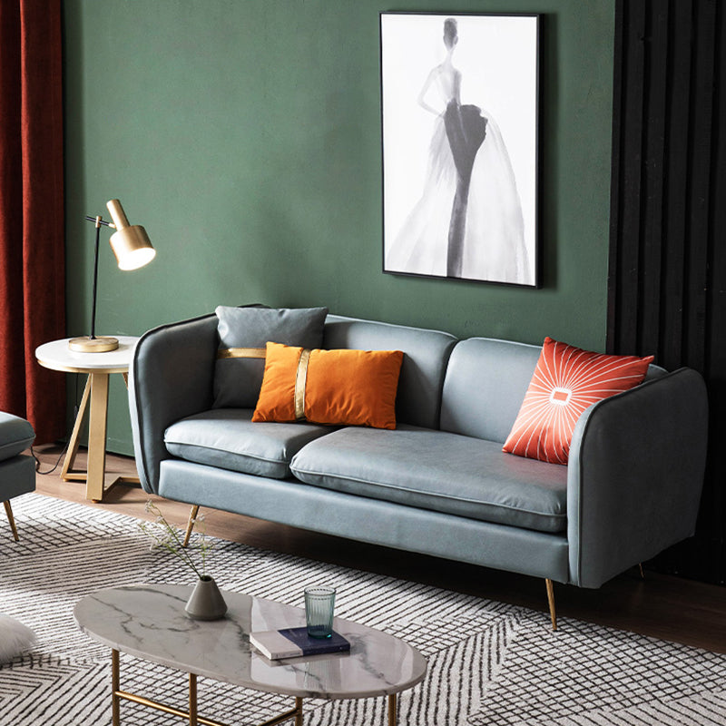 Modern Standard Faux Leather Sofa 3 Seater Square Arm Sofa for Living Room