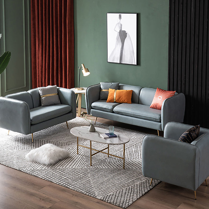 Modern Standard Faux Leather Sofa 3 Seater Square Arm Sofa for Living Room