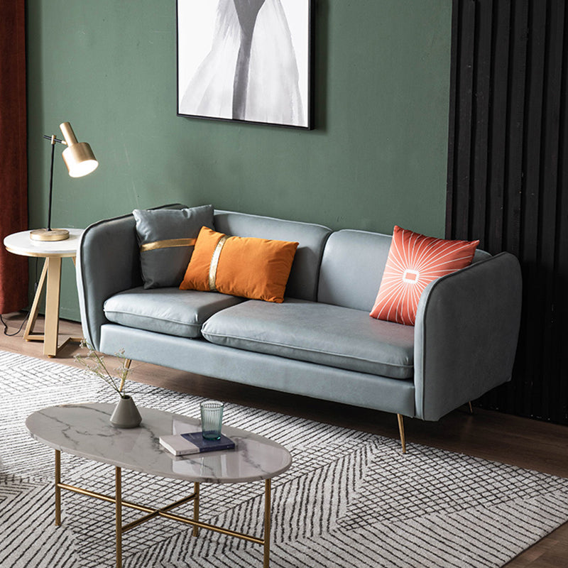 Modern Standard Faux Leather Sofa 3 Seater Square Arm Sofa for Living Room