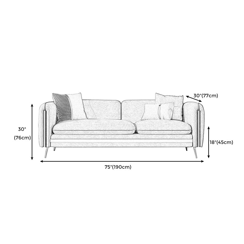 Modern Standard Faux Leather Sofa 3 Seater Square Arm Sofa for Living Room