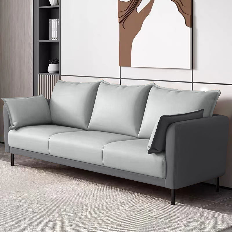 Standard Loose Back Square Arm Loveseat Faux Leather Stain Resistant Settee Furniture