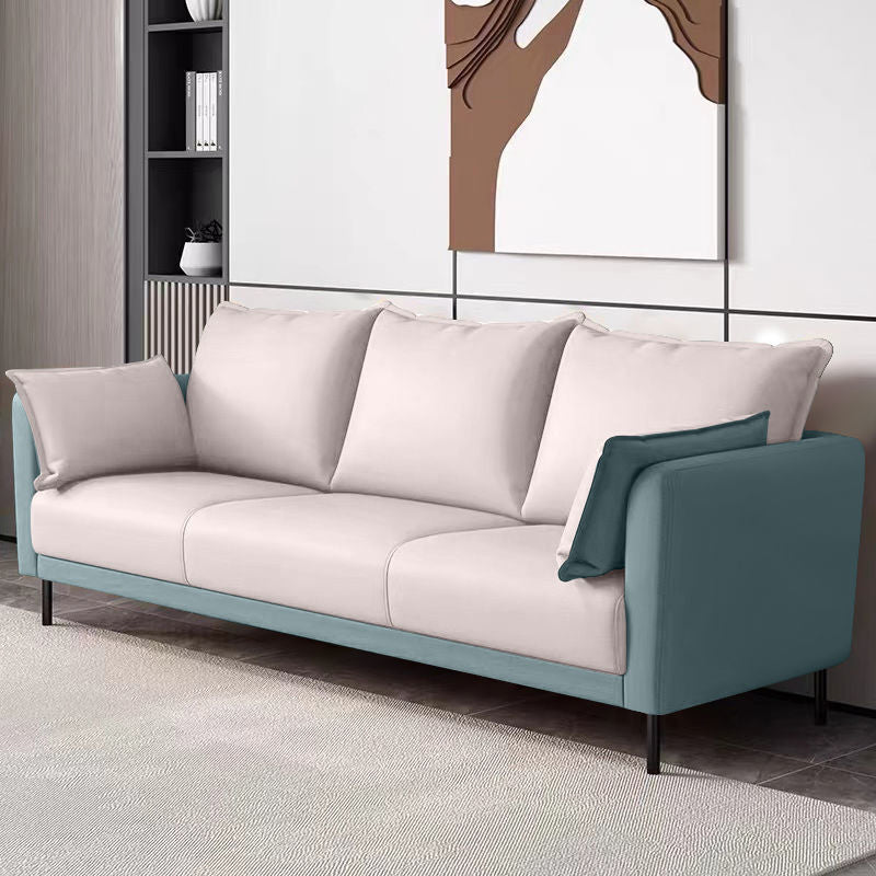Standard Loose Back Square Arm Loveseat Faux Leather Stain Resistant Settee Furniture